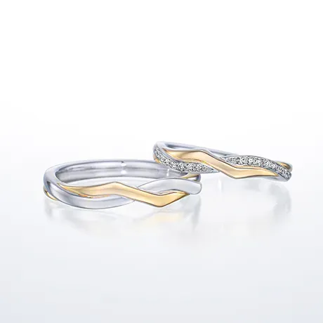 Elegant silver and gold twist wedding bands