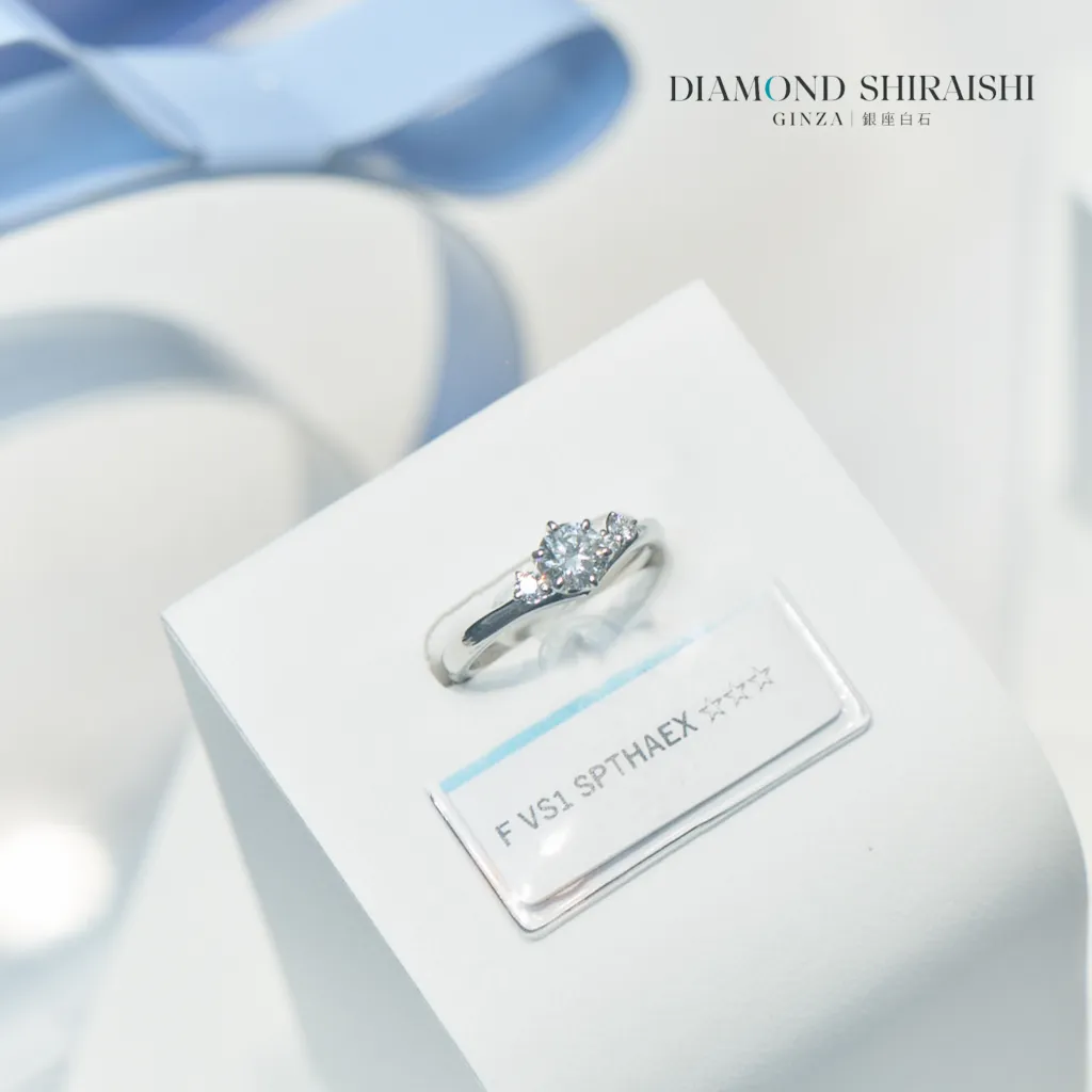 Elegant diamond ring displayed in a jewelry store.