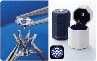 Diamond being set in elegant ring boxes.