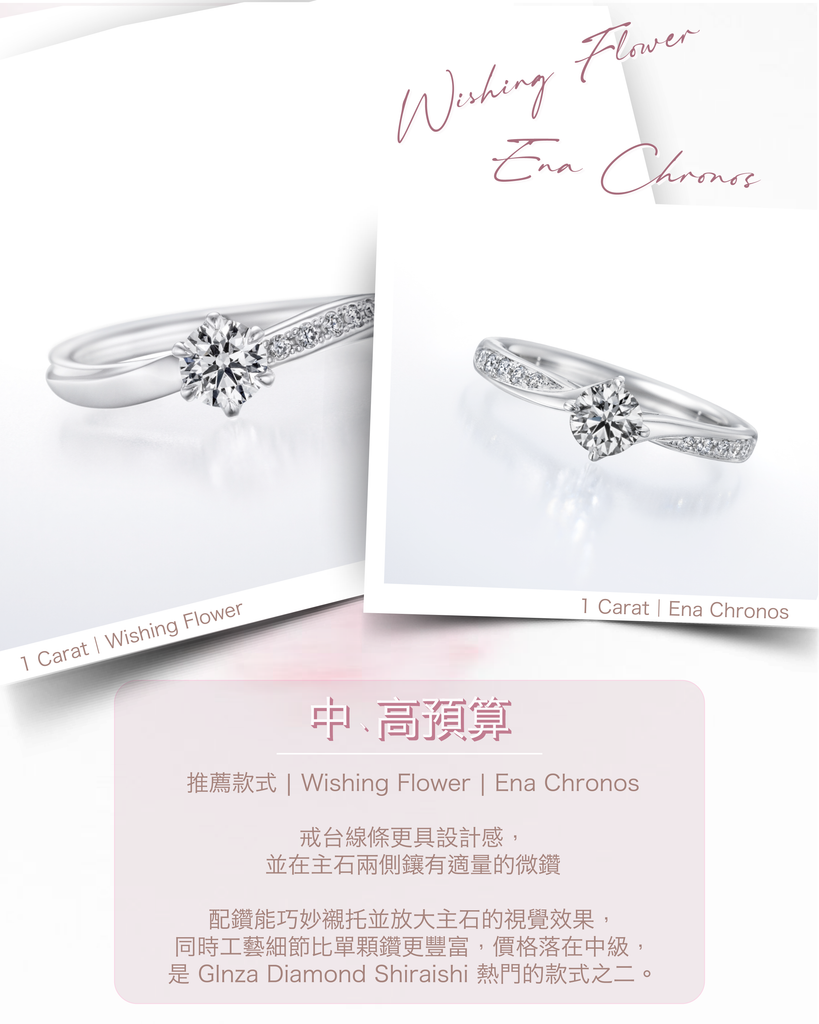 銀座白石 Wishing Flower 及 Ena Chronos 求婚戒指
